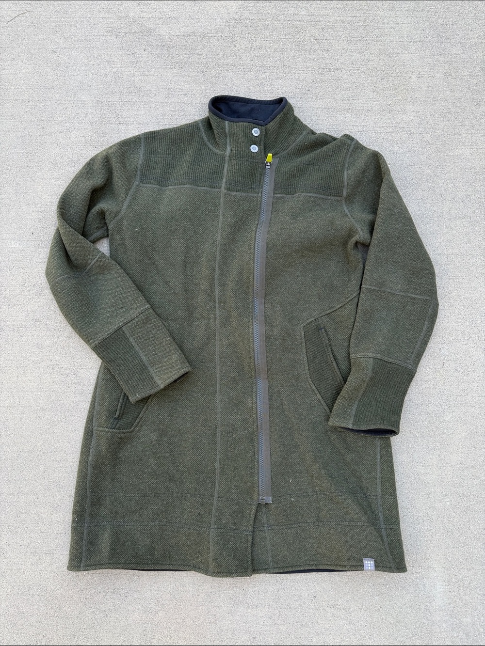 Title Nine Olive Green Long Zip Sweater Coat Dress
